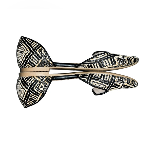 Restricted Black & Tan Woven Pointed Toe Boho Flats Size 6.5 - Picture 3 of 5